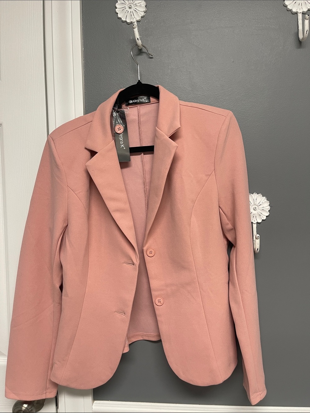Allegra K Dusty Pink Tailored Blazer